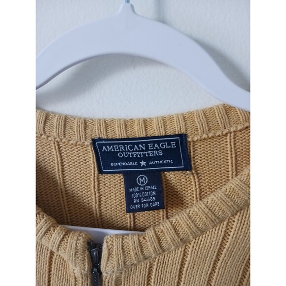 American Eagle Mens Knit Cardigan Sweater Full Zip Blue Yellow Size M - Picture 3 of 7